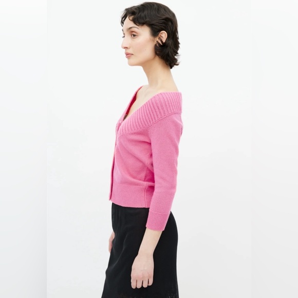 Alexander McQueen Cashmere Off-the-Shoulder Pink Cardigan M - Picture 4 of 15